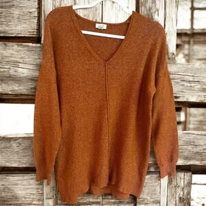 a.n.a Sweater V-Neck  oversized Knit Rust Size Small